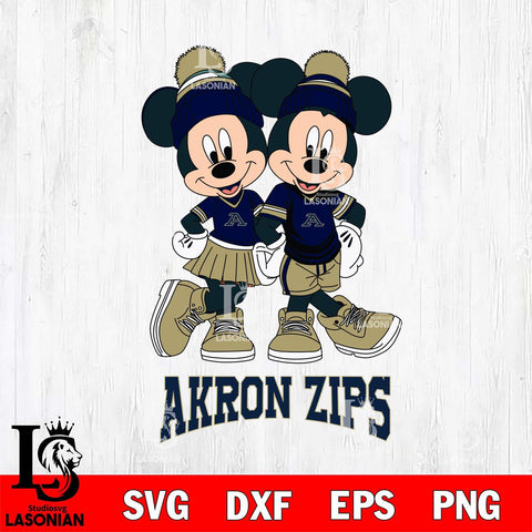 Akron Zips Mickey Minnie Valentine Football Svg Eps Dxf Png File, NCAA svg , Digital Download , Instant Download, Cricut File