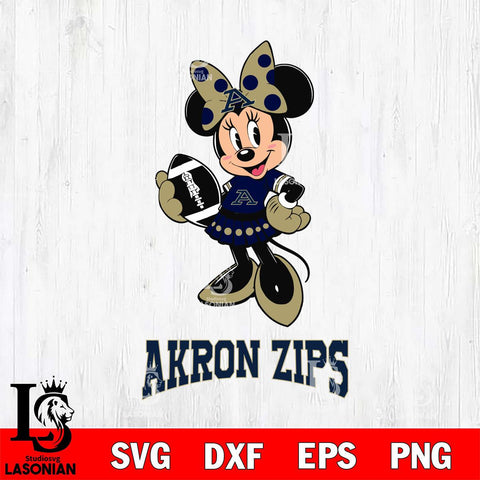Akron Zips Minnie Mouse, Svg Eps Dxf Png File, Digital Download
