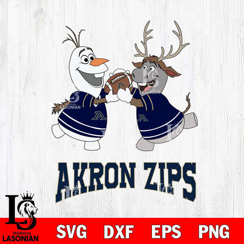 Akron Zips Olaf & Sven Football Cricut,Christmas SVG DXF EPS PNG FILE, NCAA Digital Download,Instant Download, Silhouette