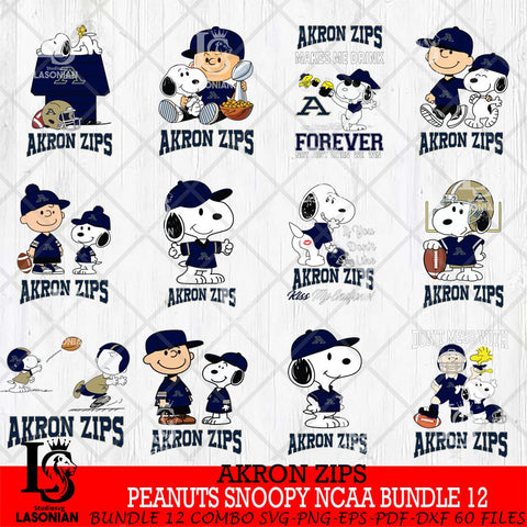 Akron Zips Peanuts Snoopy Player NCAA Bundle 12 SVG DXF EPS PNG FILE,Snoopy File Cut, bundle NCAA Digital Download,Instant Download, Silhouette