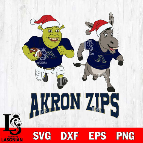 Akron Zips Shrek and Donkey Football Cricut,Christmas SVG DXF EPS PNG FILE, NCAA Digital Download,Instant Download, Silhouette
