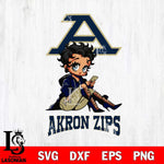 Akron Zips Style Black Fan Girl Betty Boop, Svg Eps Dxf Png File, Digital Download