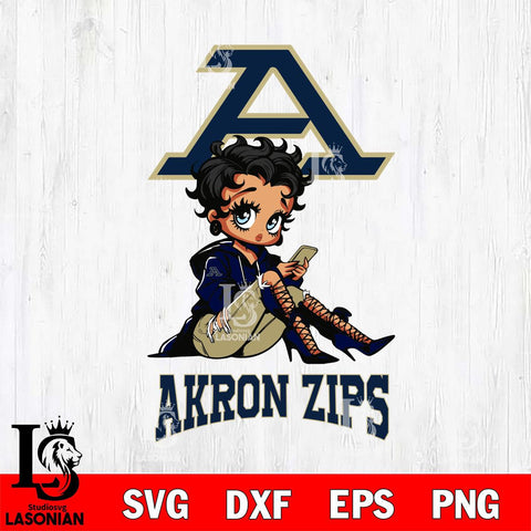 Akron Zips Style Black Fan Girl Betty Boop, Svg Eps Dxf Png File, Digital Download