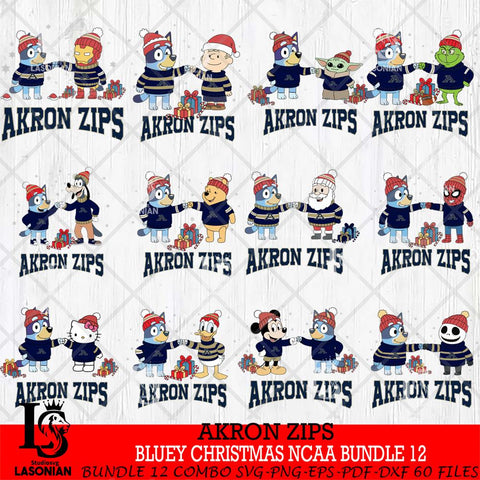 Akron Zips  Bluey friends christmas NCAA Bundle File Cut,Bundle NCAA SVG DXF EPS PNG FILE, Digital Download,Instant Download, Silhouette