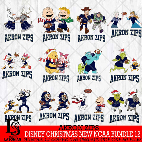 Akron Zips  Disney Christmas New NCAA Bundle 12 Cricut,Christmas SVG DXF EPS PNG FILE, BUNDLE NCAA Digital Download,Instant Download, Silhouette