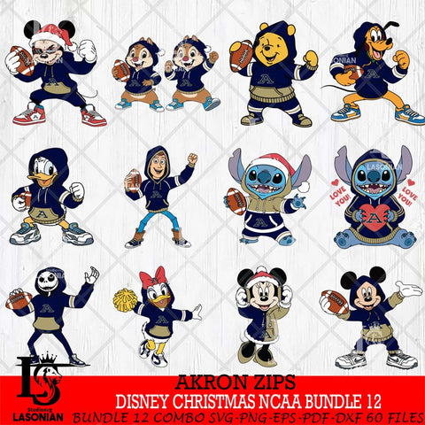 Akron Zips  Disney christmas NCAA Bundle File Cut, Bundle NCAA SVG DXF EPS PNG FILE, Digital Download , Criucut , Silhouette