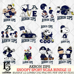 Akron Zips  Snoopy NCAA Bundle 12 SVG Svg Eps Dxf Png File, Digital Download