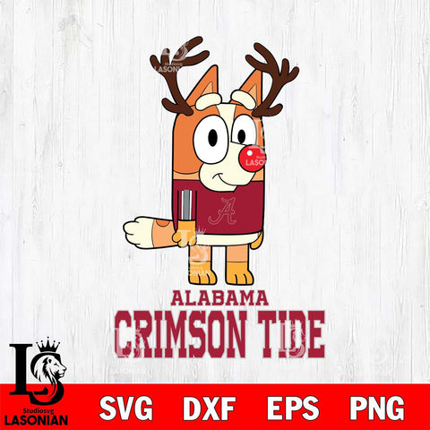 Alabama Crimson Tide Bluey Chilli Christmas Deer Svg Eps Dxf Png File, Digital Download