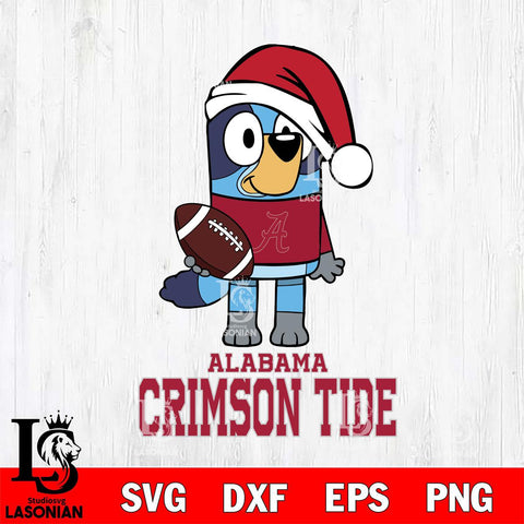 Alabama Crimson Tide Bluey Christmas Svg Eps Dxf Png File, Digital Download