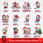 Alabama Crimson Tide Bluey Christmas NCAA Bundle 12 Cricut File Cut Files , Bluey Cricut , Christmas Svg , Bluey svg , Digital Download, dxf eps png pdf file