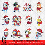 Alabama Crimson Tide Bluey Christmas NCAA Bundle 12 SVG Eps Dxf Png File, Digital Download, Instant Download