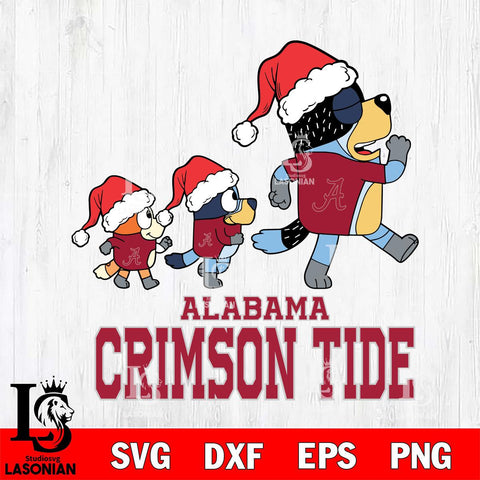Alabama Crimson Tide Bluey Family Christmas Svg Eps Dxf Png File, Digital Download