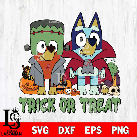 Alabama Crimson Tide Bluey Halloween Trick or Treat Svg Eps Dxf Png File, Digital Download, Instant Download