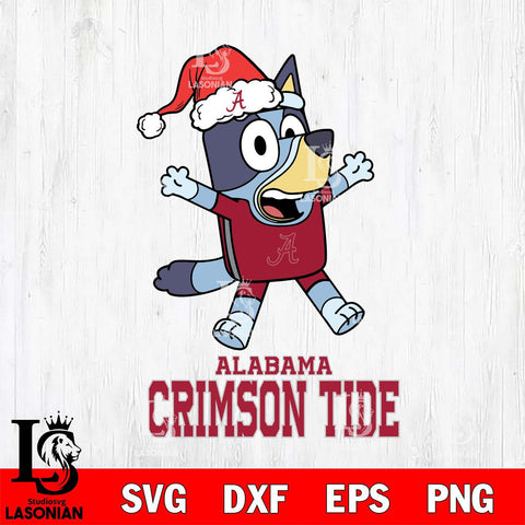Alabama Crimson Tide Bluey Happy Christmas Svg Eps Dxf Png File, Digital Download