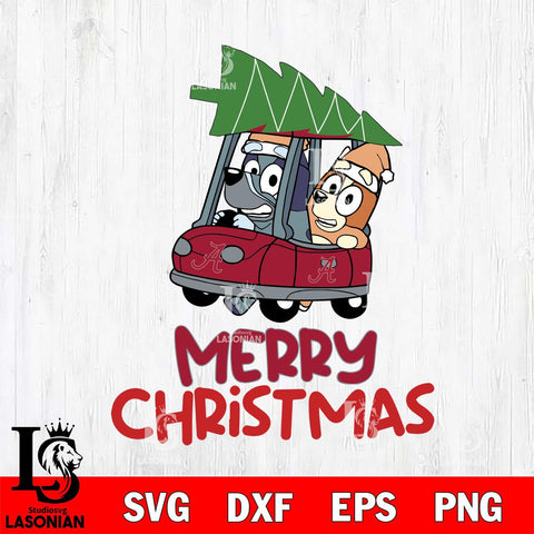 Alabama Crimson Tide Bluey Merry Christmas Svg Eps Dxf Png File, Digital Download