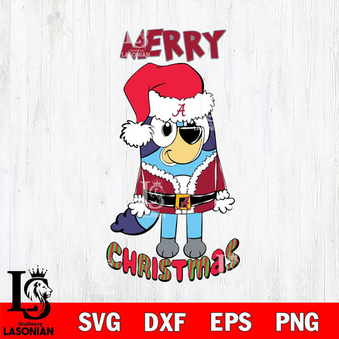 Alabama Crimson Tide Bluey Merry Christmas Bluey Santa Claus Svg Eps Dxf Png File, Digital Download