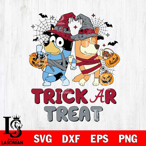 Alabama Crimson Tide Bluey Trick or Treat Halloween 2 Svg Eps Dxf Png File, Digital Download, Instant Download