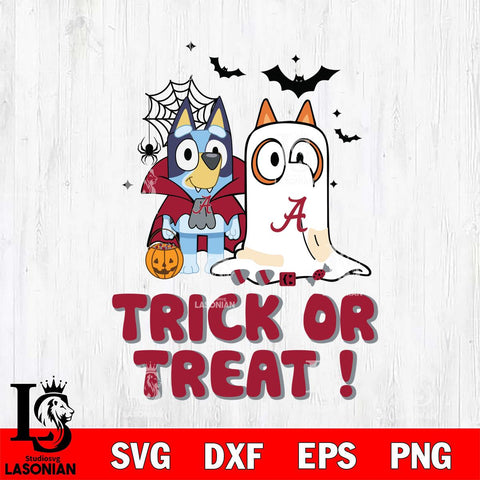 Alabama Crimson Tide Bluey Trick or Treat Halloween Svg Eps Dxf Png File, Digital Download, Instant Download