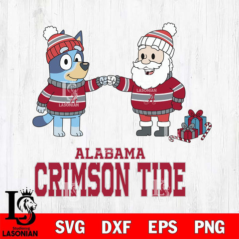 Alabama Crimson Tide Bluey With Satan Christmas File Cut, NCAA SVG DXF EPS PNG FILE, Digital Download,Instant Download, Silhouette