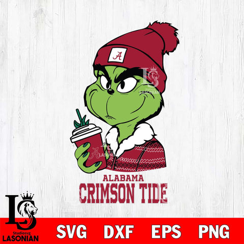 Alabama Crimson Tide Boujee Grinch Christmas Cut Files Cricut, Svg Dxf Eps Png file, Digital download , Silhouette