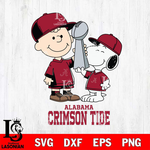 Alabama Crimson Tide Charlie Brown and Snoopy Champions Svg Eps Dxf Png File, NCAA svg , Digital Download , Instant Download, Cricut File