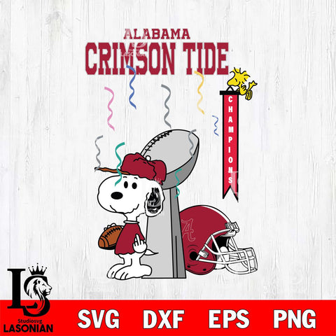 Alabama Crimson Tide Charlie Brown and Snoopy Super Bowl Svg Eps Dxf Png File, NCAA svg , Digital Download , Instant Download, Cricut File