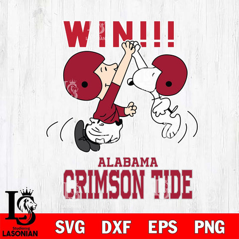 Alabama Crimson Tide Charlie Brown and Snoopy Win Svg Eps Dxf Png File, NCAA svg , Digital Download , Instant Download, Cricut File