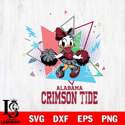 Alabama Crimson Tide Cute Daisy Duck Cheerleader SVG DXF EPS PNG FILE, NCAA File Cut,Digital Download,Instant Download