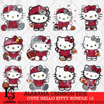 Alabama Crimson Tide Cute Hello Kitty Bundle 12 SVG Eps Dxf Png File, NCAA Bundle svg, Digital Download, Instant Download