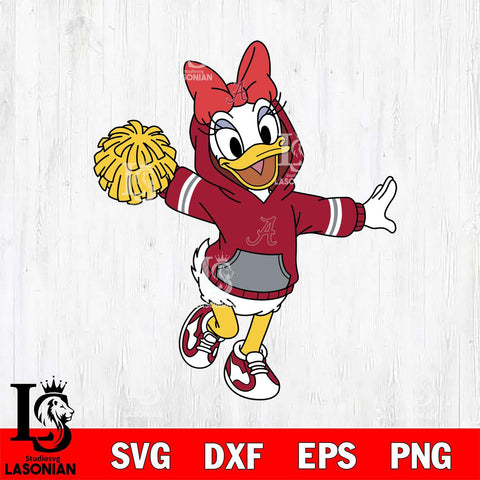 Alabama Crimson Tide Daisy Duck Cheerleader Christmas File Cut, NCAA SVG DXF EPS PNG FILE, Digital Download , Criucut , Silhouette