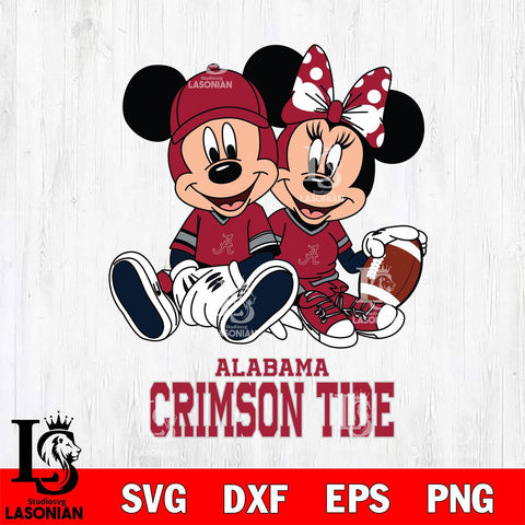 Alabama Crimson Tide Disney Mickey And Minnie Football Svg Eps Dxf Png File, NCAA svg , Digital Download , Instant Download, Cricut File