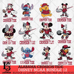 Alabama Crimson Tide Disney NCAA Bundle Svg PNG 12 Svg Eps Dxf Png File, Digital Download