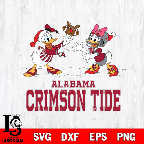 Alabama Crimson Tide Donald Duck & Daisy Duck Football Cricut,Christmas SVG DXF EPS PNG FILE, NCAA Digital Download,Instant Download, Silhouette