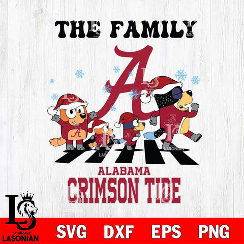 Alabama Crimson Tide Family Bluey Christmas Svg Eps Dxf Png File, Digital Download