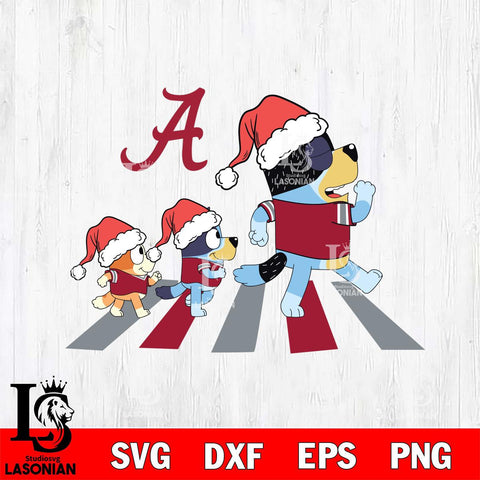 Alabama Crimson Tide Family Bluey Walking Christmas Svg Eps Dxf Png File, Digital Download, Instant Download