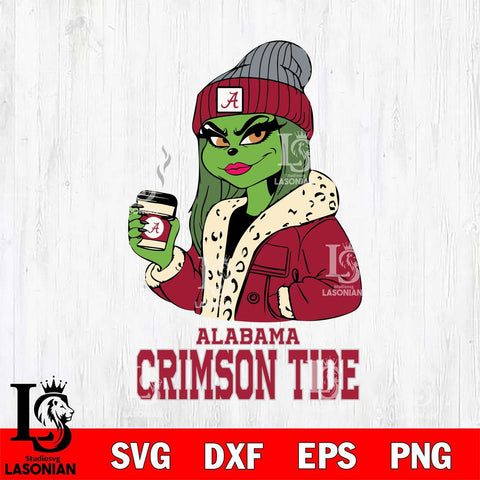 Alabama Crimson Tide Girls Grinch Bougie Svg Eps Dxf Png File, Digital Download, Instant Download
