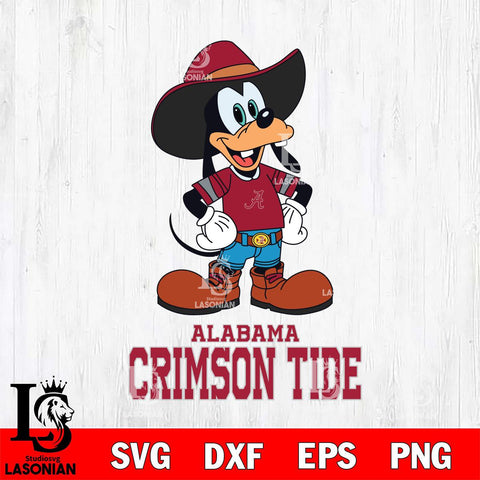 Alabama Crimson Tide Goofy Cowboy Sport SVG DXF EPS PNG FILE,NCAA svg ,Football Digital Download,Instant Download, Silhouette