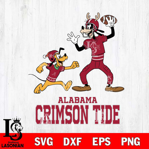 Alabama Crimson Tide Goofy & Pluto Football Cricut,Christmas SVG DXF EPS PNG FILE, NCAA Digital Download,Instant Download, Silhouette