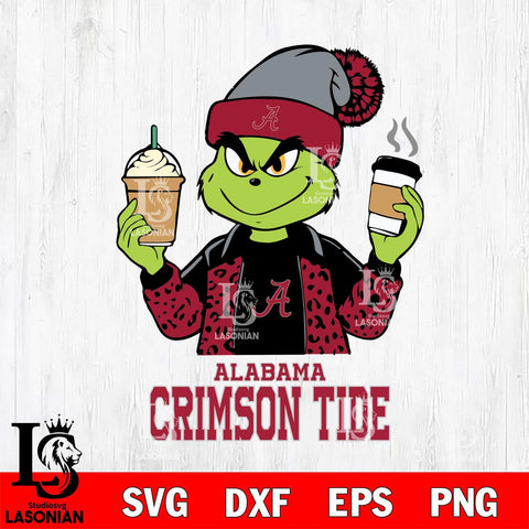 Alabama Crimson Tide Grinch 2 coffee Svg Eps Dxf Png File, Digital Download, Instant Download