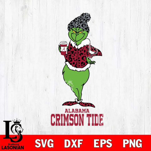 Alabama Crimson Tide Grinch Leopard Coffee Svg Eps Dxf Png File, Digital Download, Instant Download