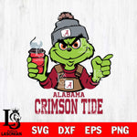 Alabama Crimson Tide Grinch with coffee Svg Eps Dxf Png File, Digital Download, Instant Download