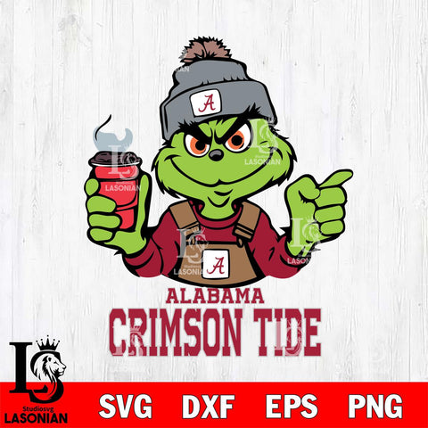 Alabama Crimson Tide Grinch with coffee Svg Eps Dxf Png File, Digital Download, Instant Download