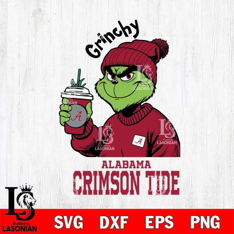 Alabama Crimson Tide Grinchy Bougie Christmas Cut Files Cricut, Svg Dxf Eps Png file, Digital download , Silhouette