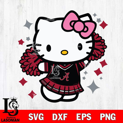 Alabama Crimson Tide Hello Kitty Cheerleader 4 Svg Eps Dxf Png File, Digital Download, Instant Download