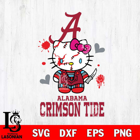 Alabama Crimson Tide Hello Kitty Horror 2 Svg Eps Dxf Png File, Digital Download