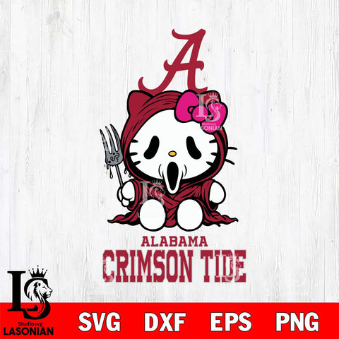 Alabama Crimson Tide Hello Kitty Horror 4 Svg Eps Dxf Png File, Digital Download