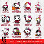 Alabama Crimson Tide Hello Kitty Horror NCAA Bundle 12 SVG Svg Eps Dxf Png File, Digital Download