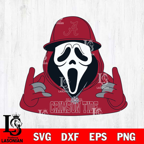 Alabama Crimson Tide Horror Character Ghostface Sport Svg Eps Dxf Png File, NCAA svg, Digital Download, Instant Download