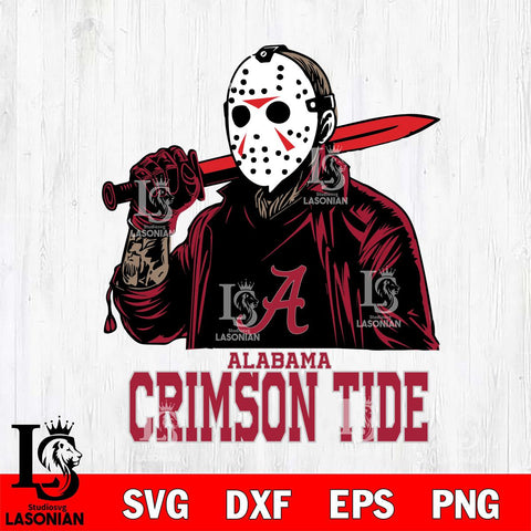 Alabama Crimson Tide Jason Voorhees Horror Halloween Svg Eps Dxf Png File, NCAA svg, Digital Download, Instant Download
