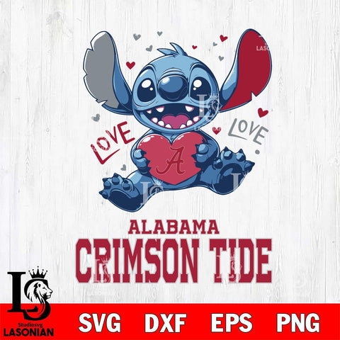 Alabama Crimson Tide Love Stitch, Svg Eps Dxf Png File, Digital Download